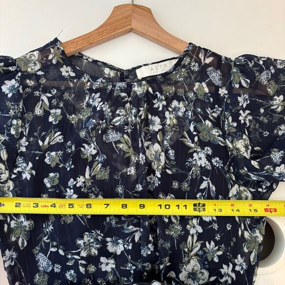 ASTR The Label Flutter Sleeve Maxi Dress Size XS Blue Green Floral Party Dinner - Picture 10 of 13